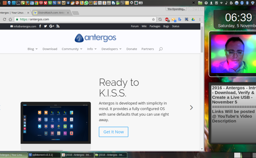 2016 – Antergos – Intro – Download, Verify & Create a Live USB – November 5