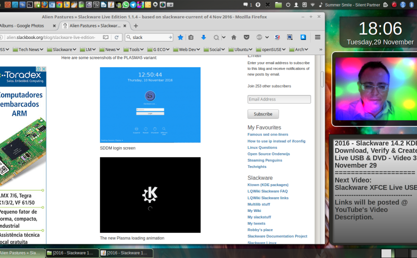 2016 – Slackware 14.2 KDE – Download, Verify & Create a Live USB & DVD – Video 3 – November 29